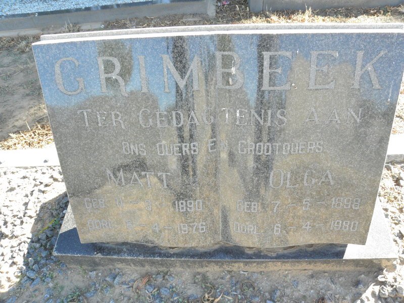 GRIMBEEK Matt 1890-1976 &amp; Olga 1898-1980