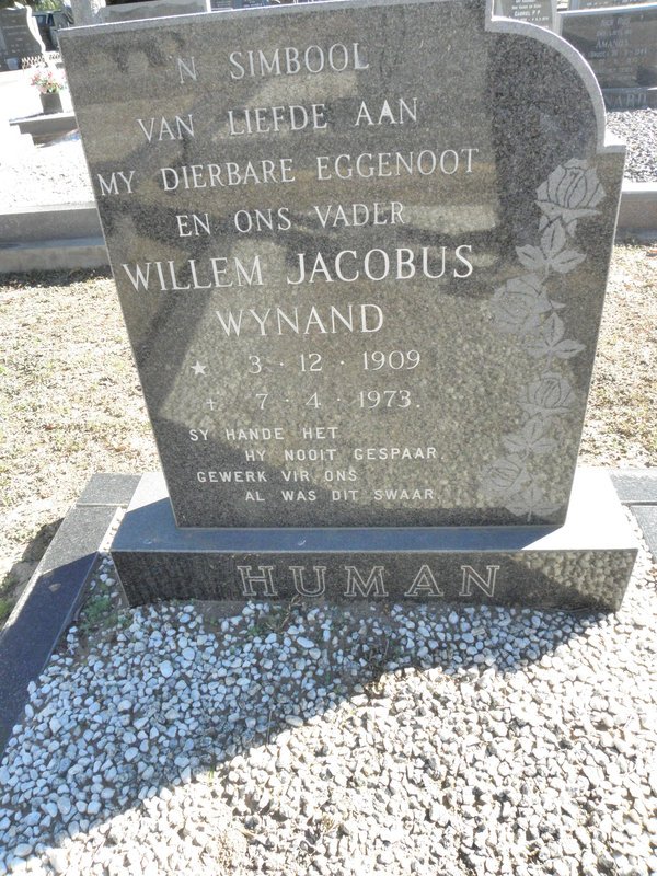 HUMAN Willem Jacobus Wynand 1909-1973
