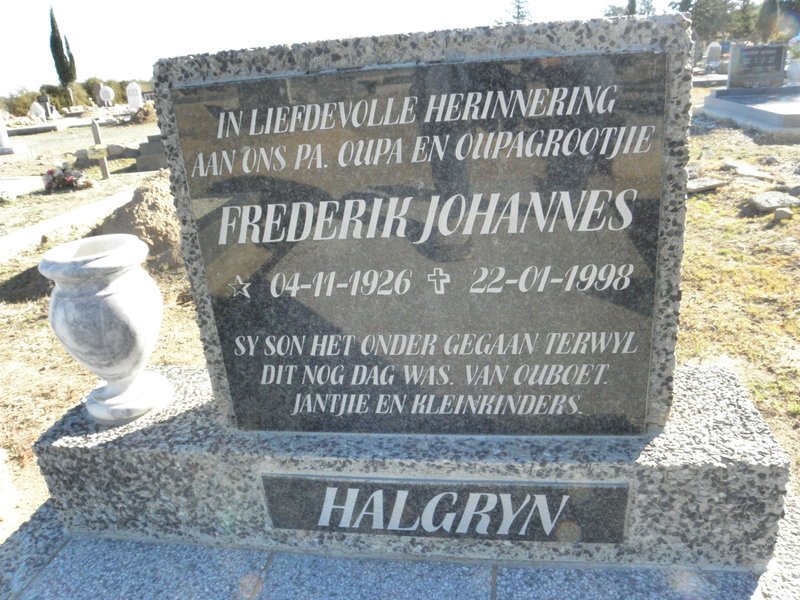 HALGRYN Frederik Johannes 1926-1998