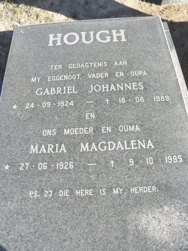 HOUGH Gabriel Johannes 1924-1989 &amp; Maria Magdalena 1926-1995