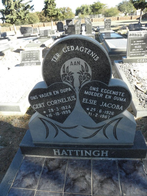 HATTINGH Gert Cornelius 1924-1999 &amp; Elsie Jacoba 1926-1987