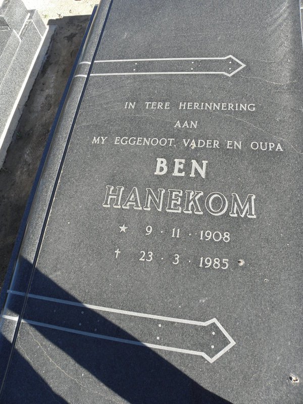 HANEKOM Ben 1908-1985