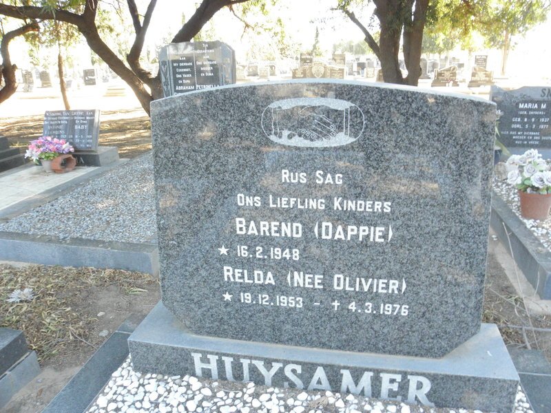 HUYSAMER Barend 1948- &amp; Relda OLIVIER 1953-1976