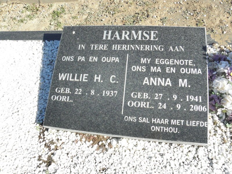 HARMSE Willie H.C. 1937- &amp; Anna M. 1941-2006