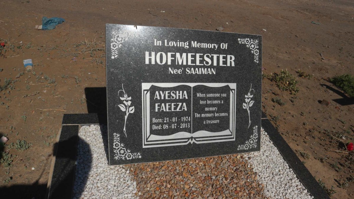 HOFMEESTER Ayesha Fayeeza nee SAAIMAN 1974-2013