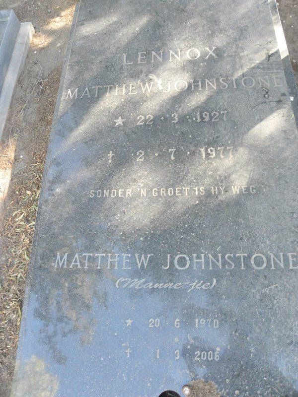 JOHNSTONE Lennox Matthew 1927-1977 :: JOHNSTONE Matthew 1970-2006