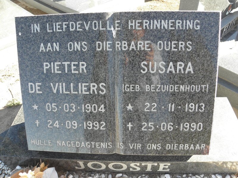 JOOSTE Pieter De Villiers 1904-1992 &amp; Susara BEZUIDENHOUT 1913-1990