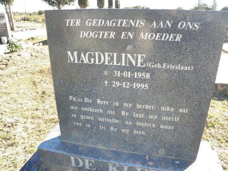 KLERK Magdeline, De nee FRIESLAAR 1958-1995    