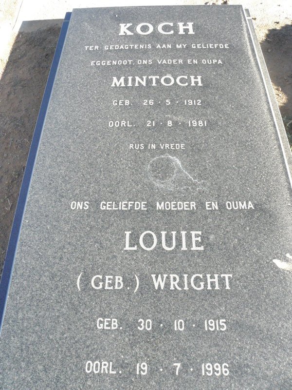 KOCH Mintoch 1912-1981 &amp; Louie WRIGHT 1915-1996