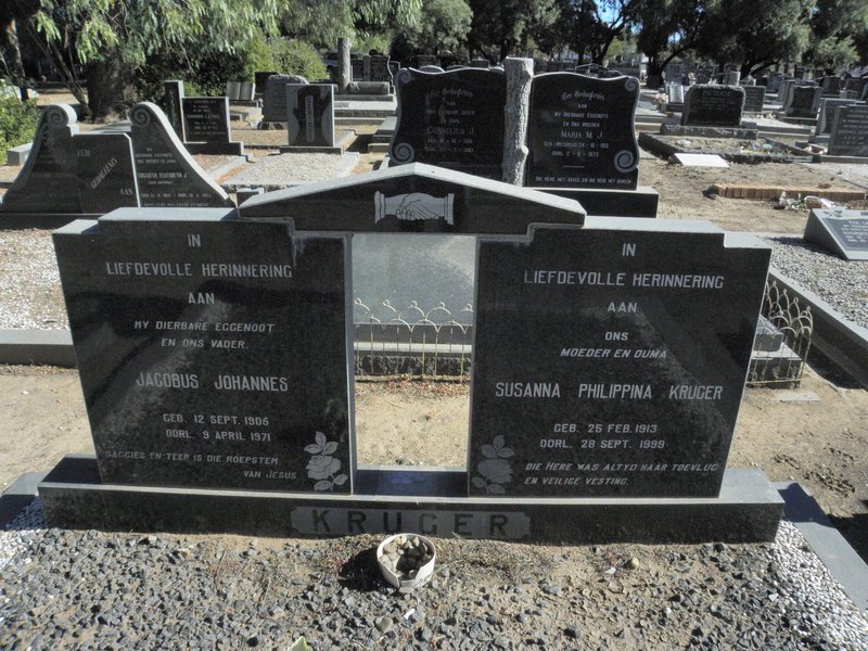 KRUGER Jacobus Johannes 1906-1971 &amp; Susanna Philippina 1913-1999