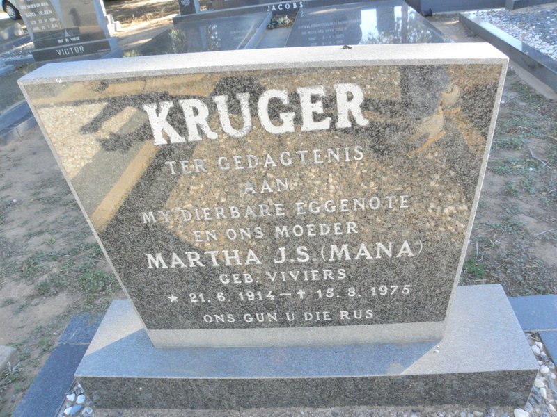 KRUGER Martha J.S. nee VIVIERS 1914-1975