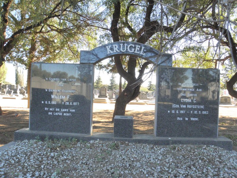 KRUGEL Willem F. 1912-1977 &amp; Lydia C. VAN HUYSSTEEN 1917-1983