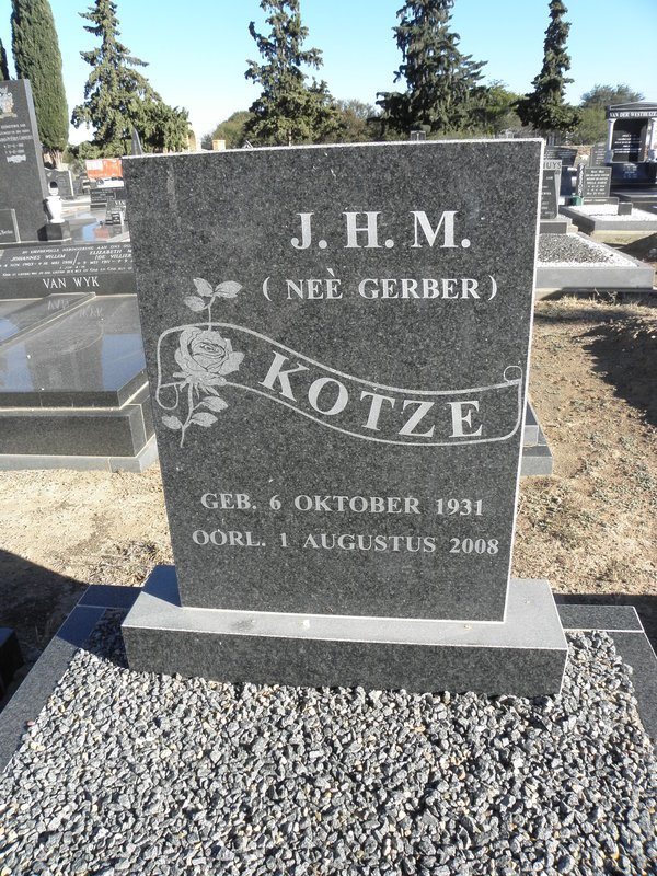 KOTZE J.H.M. nee GERBER 1931-2008