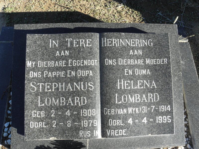 LOMBARD Stephanus 1908-1979 &amp; Helena VAN WYK 1914-1995