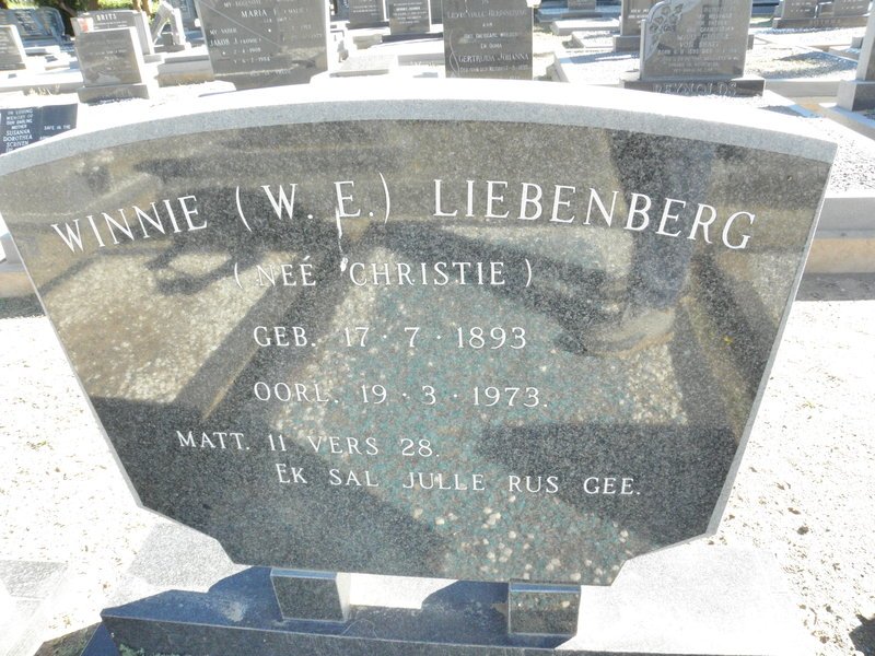 LIEBENBERG W.E. nee CHRISTIE 1893-1973