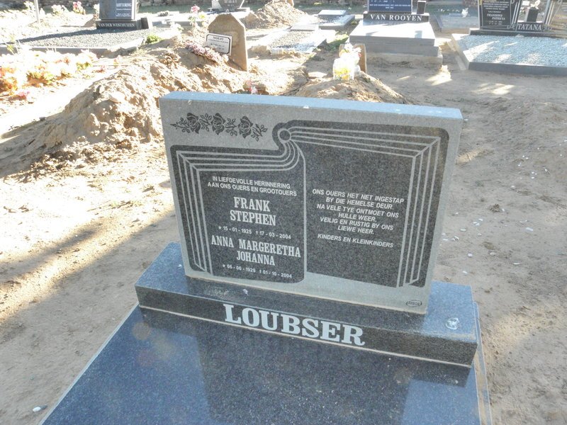 LOUBSER Frank Stephen 1925-2004 &amp; Anna Margeretha Johanna 192?-2004