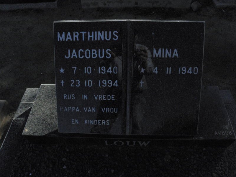 LOUW Marthinus Jacobus 1940-1994 &amp; Mina 1940-