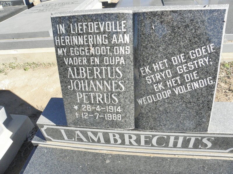 LAMBRECHTS Albertus Johannes Petrus 1914-1988