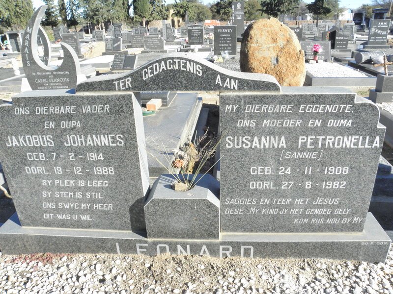 LEONARD Jakobus Johannes 1914-1988 &amp; Susanna Petronella 1908-1982