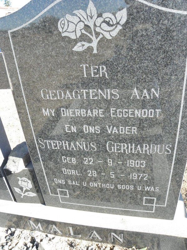 MALAN Stephanus Gerhardus 1903-1972