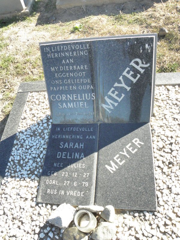 MEYER Cornelius Samuel 1920-? &amp; Sarah Delina JULIES 1927-1979