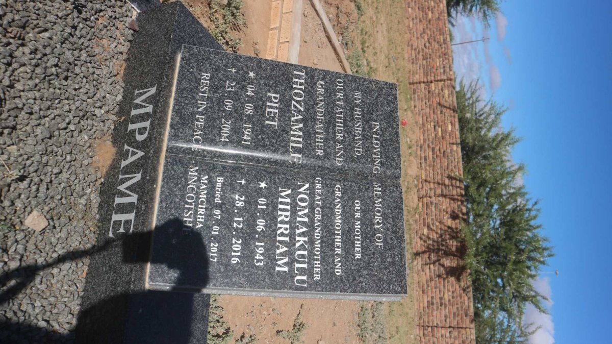 MPAME Thozamile Piet 1941-2004 &amp; Nomakulu Mirriam 1943-2016