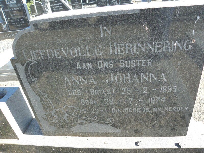 MULLER Anna Johanna nee BRITS 1899-1974