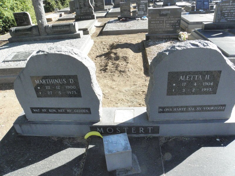 MOSTERT Marthinus D. 1900-1973 &amp; Aletta H. 1904-1995