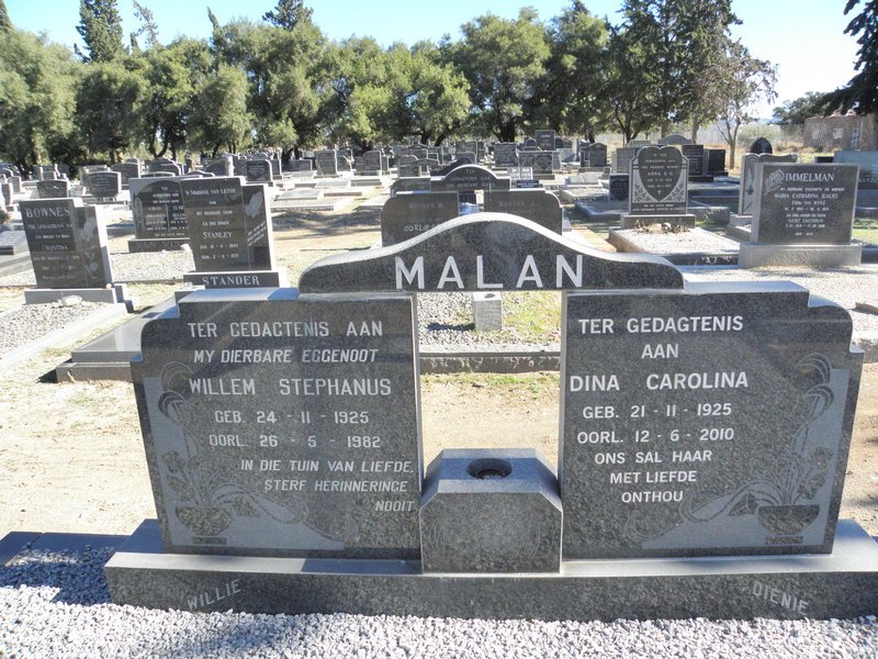 MALAN Willem Stephanus 1925-1982 &amp; Dina Carolina 1925-2010