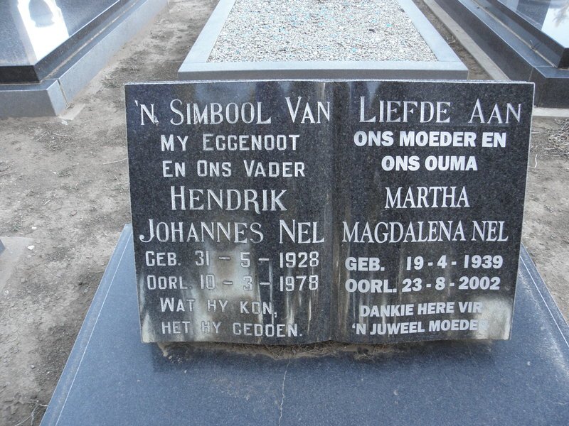 NEL Hendrik Johannes 1928-1978 &amp; Martha Magdalena 1939-2002
