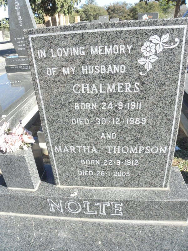 NOLTE Chalmers 1911-1989 &amp; Martha Thompson 1912-2005
