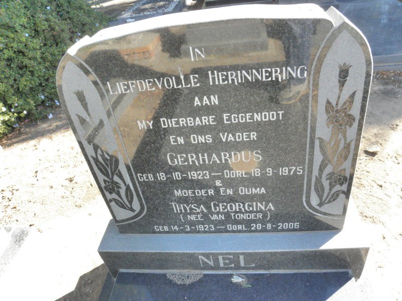 NEL Gerhardus 1923-1975 &amp; Thysa Georgina VAN TONDER 1923-2006