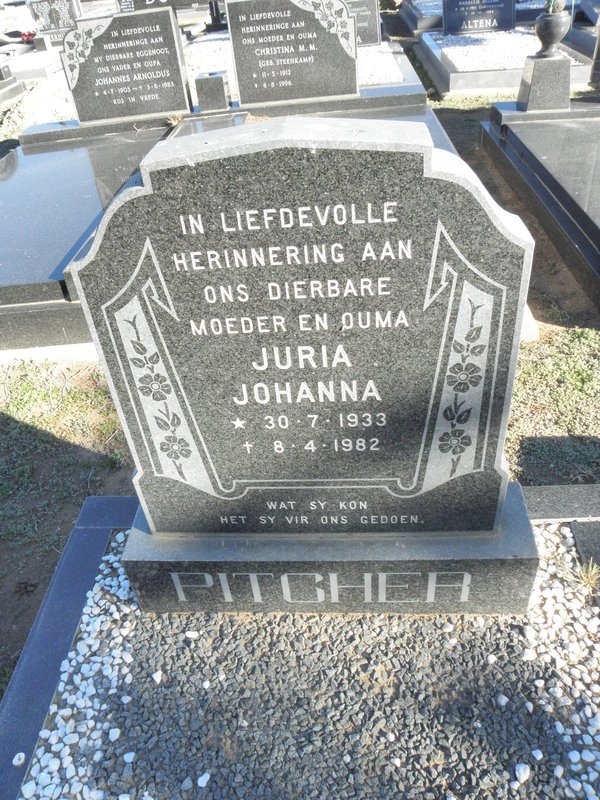 PITCHER Juria Johanna 1933-1982
