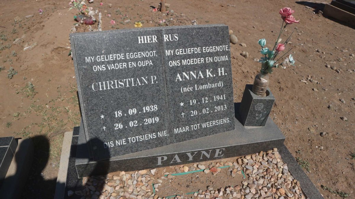 PAYNE Christian P. 1938-2019 &amp; Anna K.H. 1941-2013