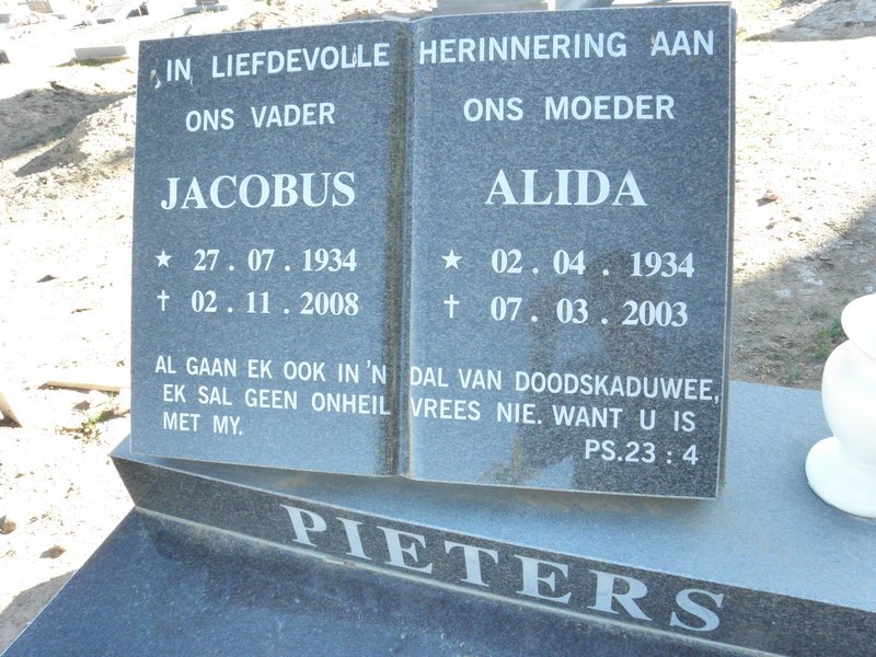PIETERS Jacobus 1934-2008 &amp; Alida 1934-2003