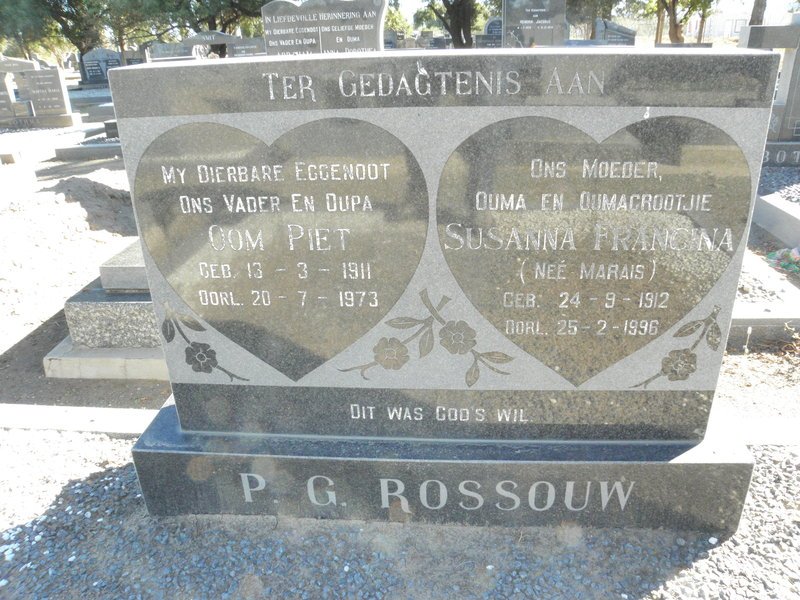 ROSSOUW P.G. 1911-1973 &amp; Susanna Francina MARAIS 1912-1996