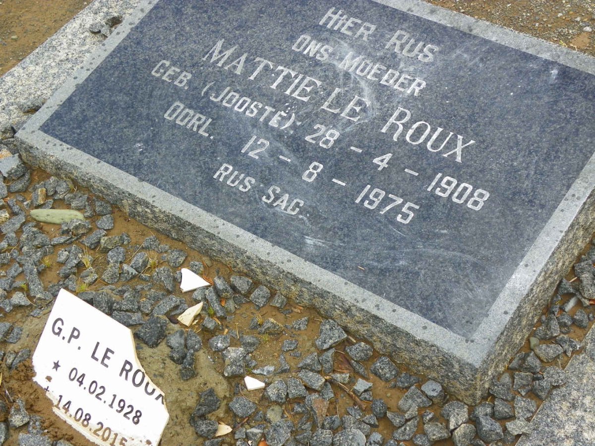 ROUX Mattie, le nee JOOSTE 1908-1975 :: LE ROUX G.P. 1928-2015