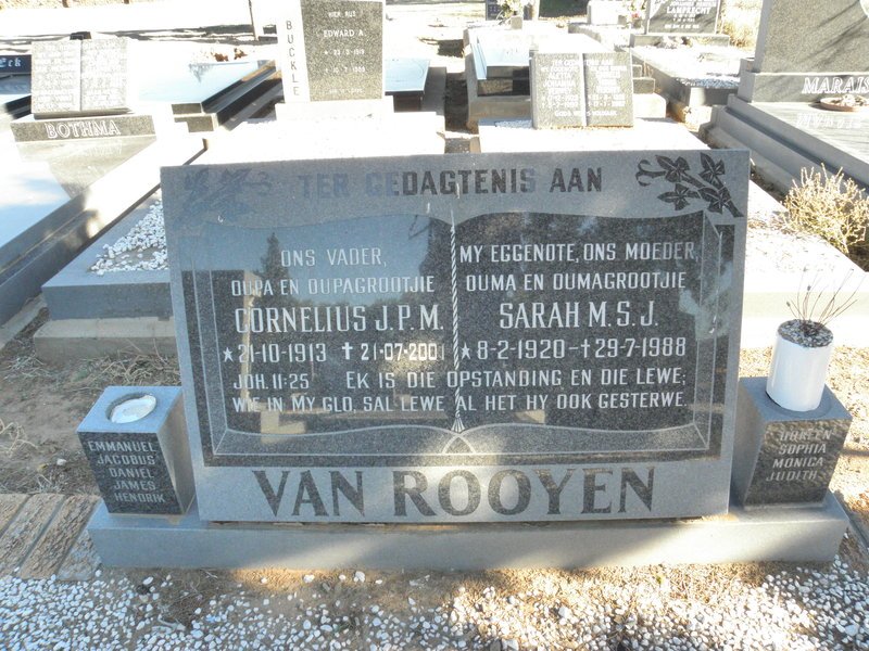 ROOYEN Cornelius J.P.M., van 1913-2001 &amp; Sarah M.S.J. 1920-1988