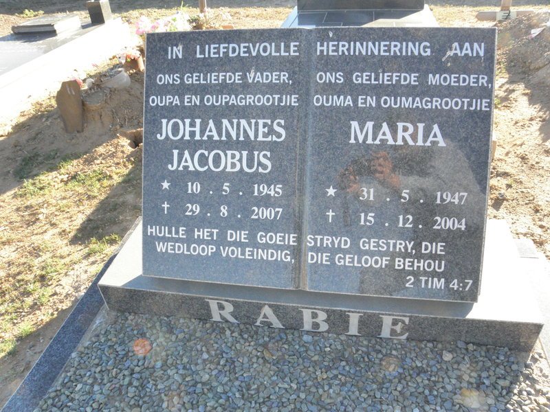 RABIE Johannes Jacobus 1945-2007 &amp; Maria 1947-2004