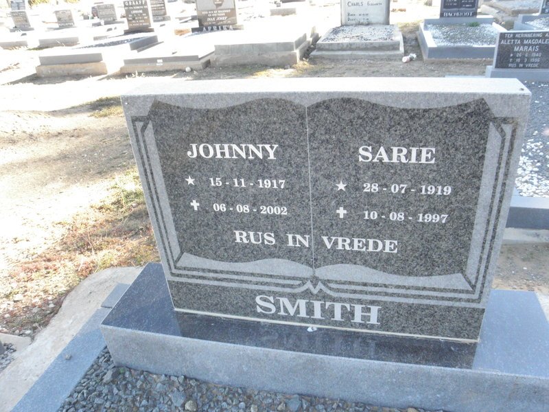 SMITH Johnny 1917-2002 &amp; Sarie 1919-1997