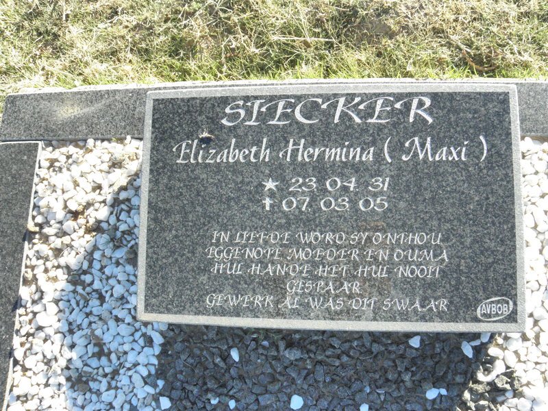 SIECKER Elizabeth Hermina 1931-2005