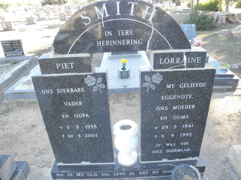 SMITH Piet 1935-2001 &amp; Lorraine 1941-1995