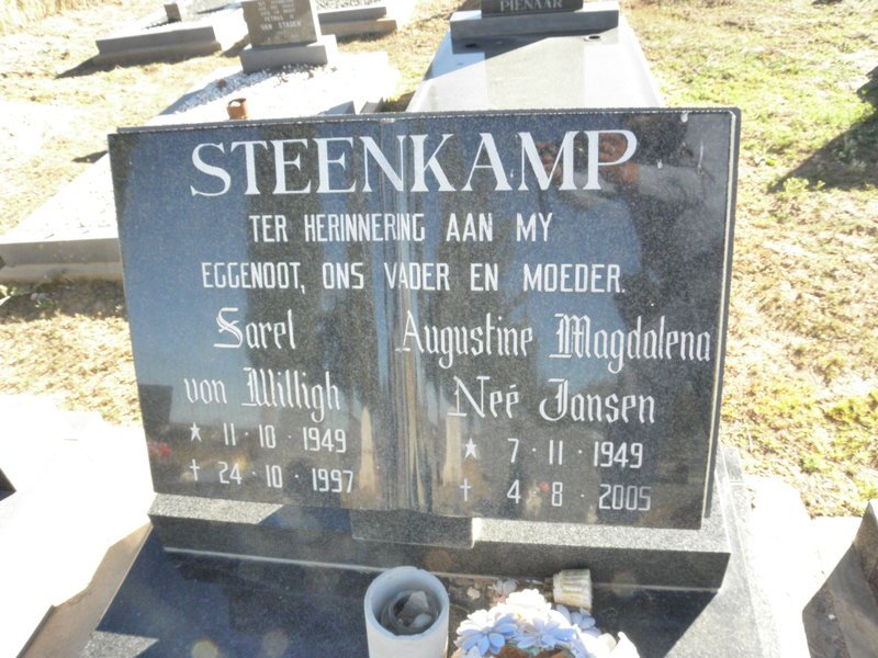 STEENKAMP Sarel von Willigh 1949-1997 &amp; Augustine Magdalena JANSEN 1949-2005