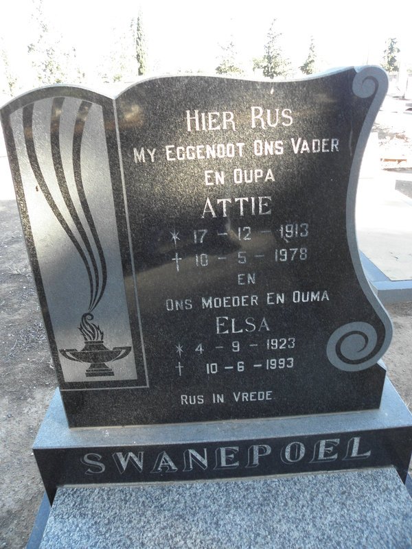 SWANEPOEL Attie 1913-1978 &amp; Elsa 1923-1993