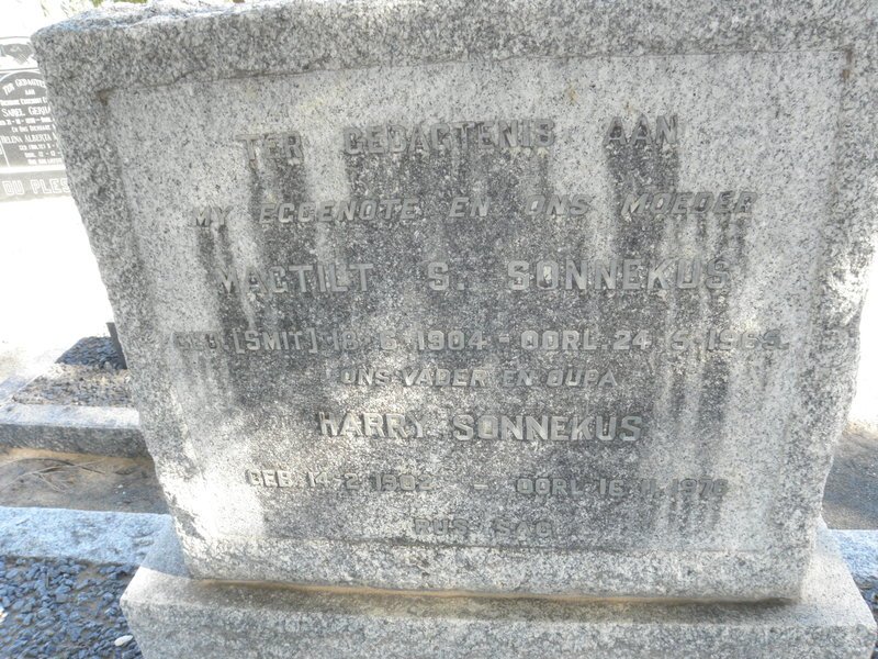 SONNEKUS Harry 1902-1976 &amp; Magtilt S. SMIT 1904-1965