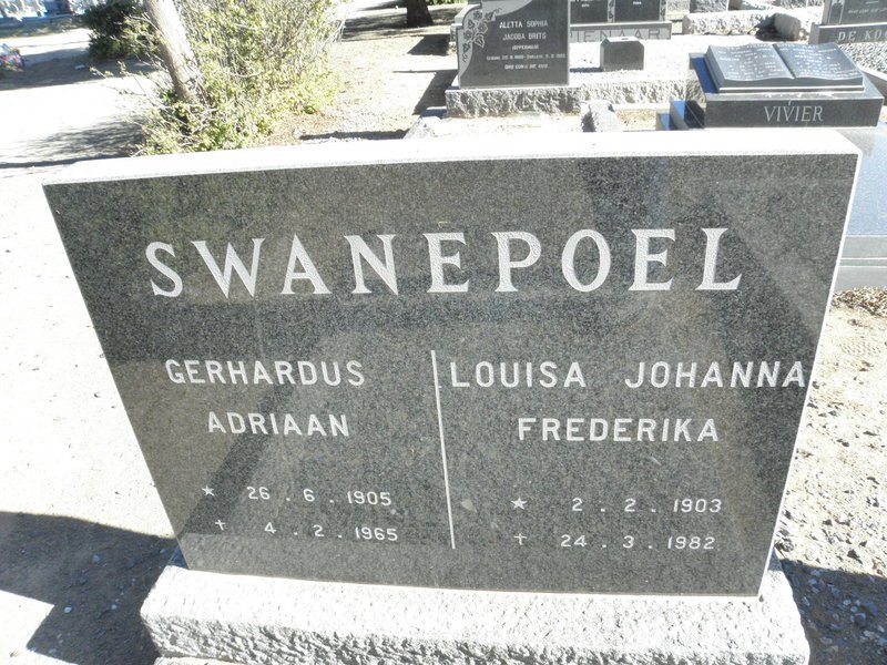 SWANEPOEL Gerhardus Adriaan 1905-1965 &amp; Louisa Johanna Frederika 1903-1982