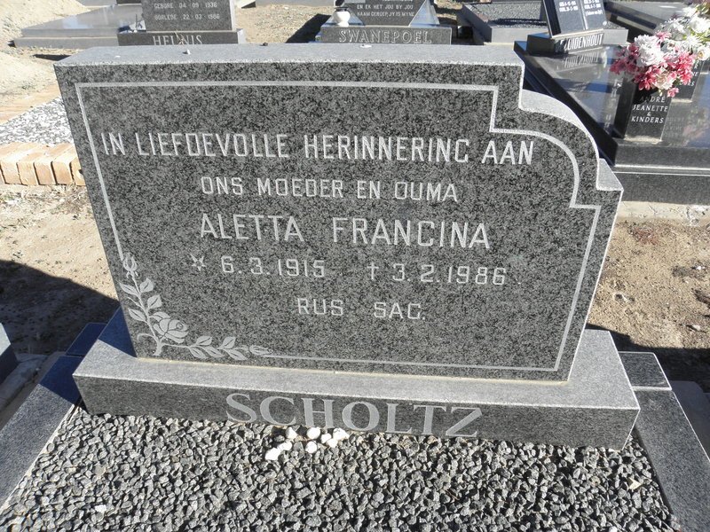 SCHOLTZ Aletta Francina 1915-1986