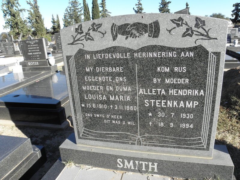 SMITH Louisa Maria 1910-1980 :: SMITH Aletta Hendrika Steenkamp 1930-1994