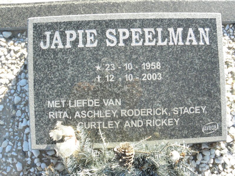 SPEELMAN Japie 1958-2003