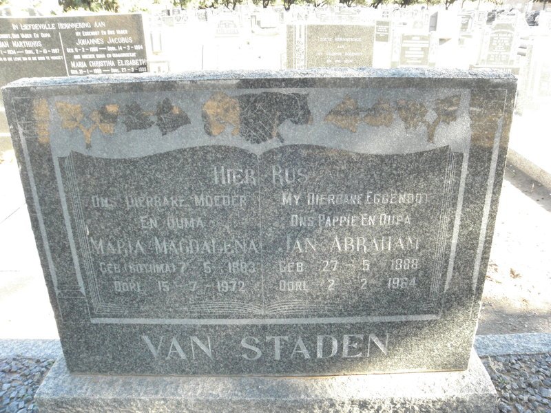 STADEN Jan Abraham, van 1888-1964 &amp; Maria Magdalena 1893-1972